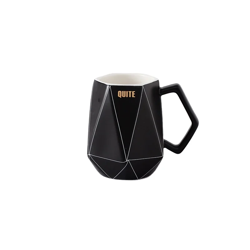 
European Styles Fashion Creative Polygonal Ceramic Mug Office Coffee Milk Mug Lovers Cute Cup 