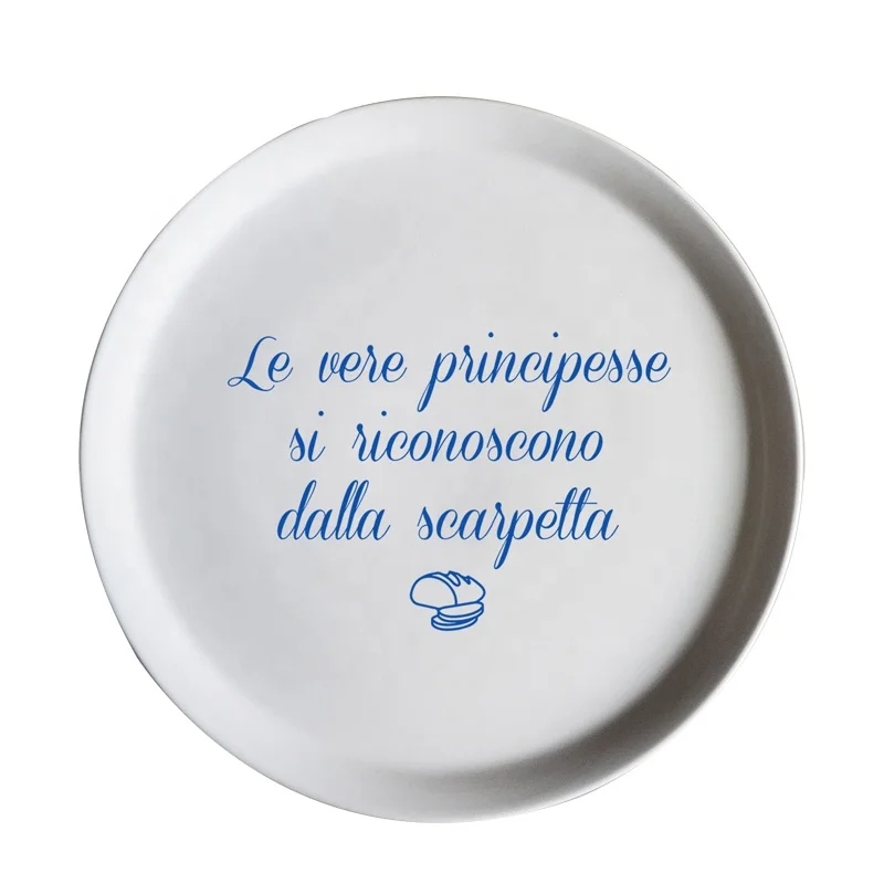 Stoneware White 12inch 30cm Ceramic Pizza Plate Dinnerware Dish With Customized Logo