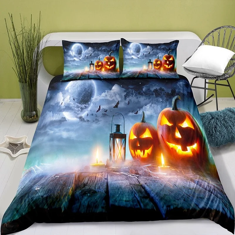 3D Halloween Christmas Elements Custom Quilt Cover Pillowcase Sheet duvet cover bedding set 	 3pices bed sheets cover