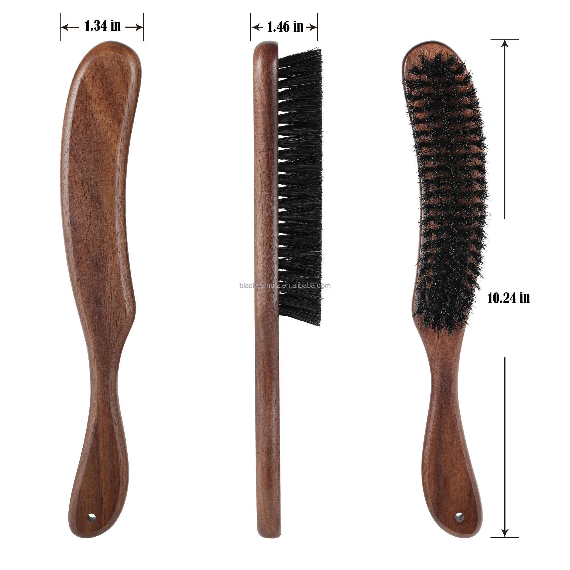 Wooden black walnut wood hat brush, U-shaped boar hair brush to Clean high grade clothes and hats brush
