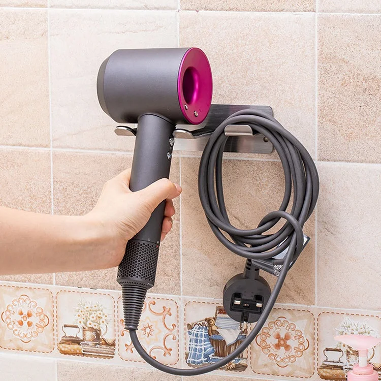 Stainless Steel Hairdryer Organized Rack Wall Mounted Hair Dryer Holder For Dyson