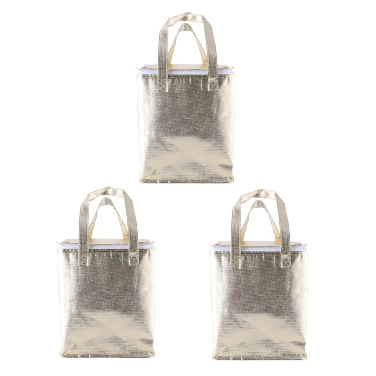 Custom 3 Pack Non-Woven Insulation Thermal Tote Bag Storage Organizer Delivery Bag Lunch Bag Box with Zipper for Cake Food Drink