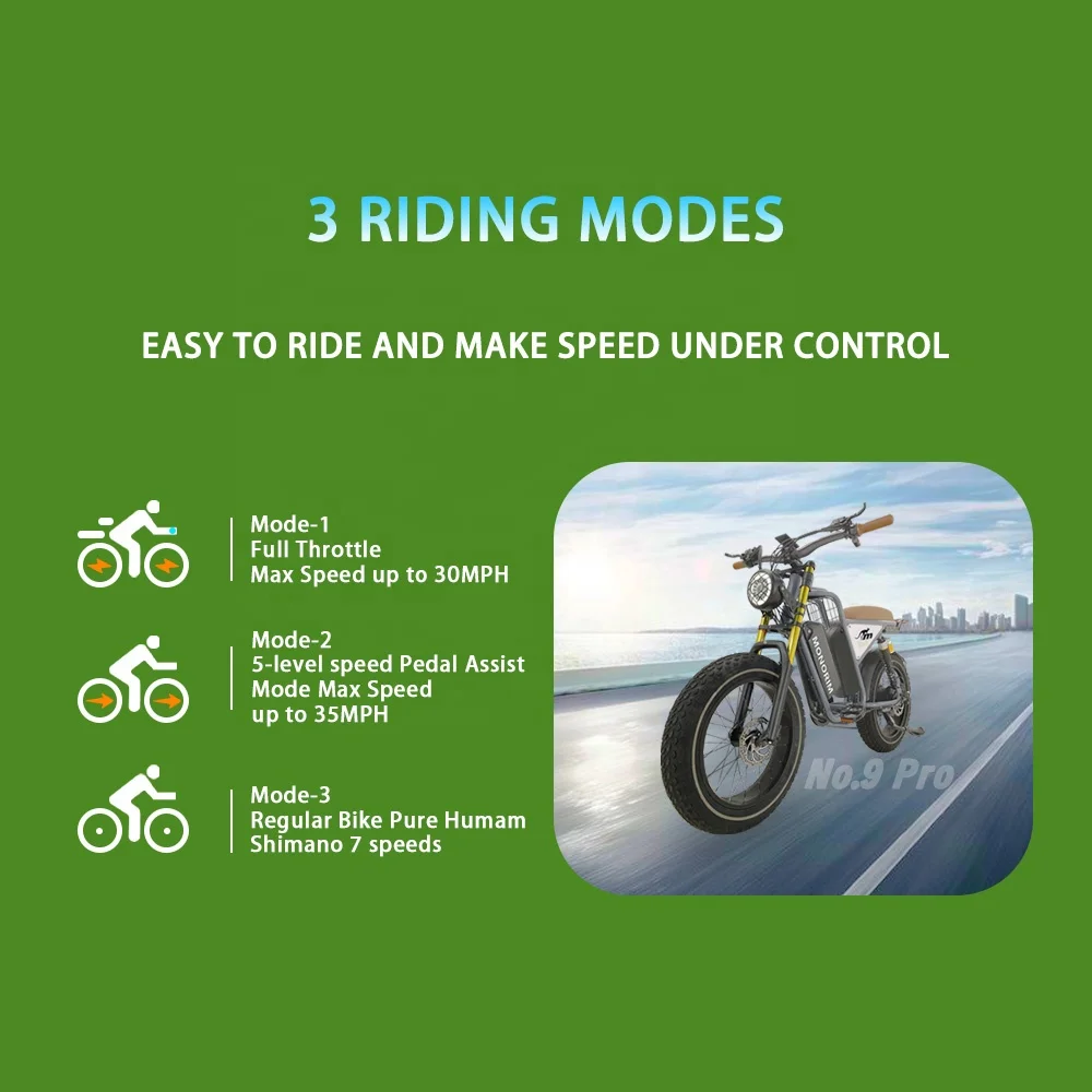 Monorim No.9 Pro electric bike 1000w bafang motor 48V 20Ah*2 dual samsum battery long range 90 miles steel frame mountain ebike