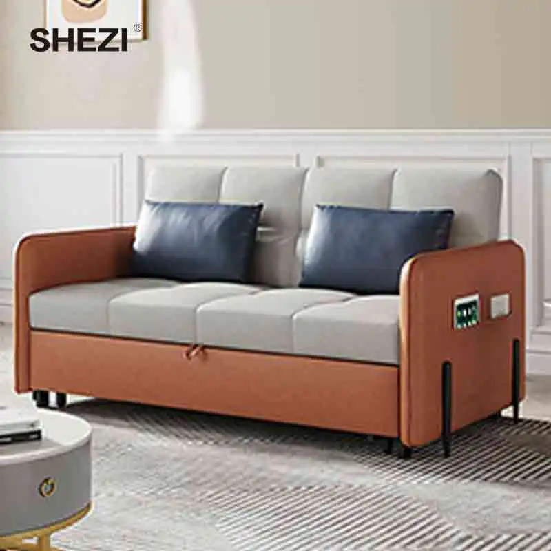 SHEZI Living Room Sofa High Quality Armchair Pulling Out Three Hinges Lazy Sofa Chair Multifunctional Sofa Beds For Small Spaces