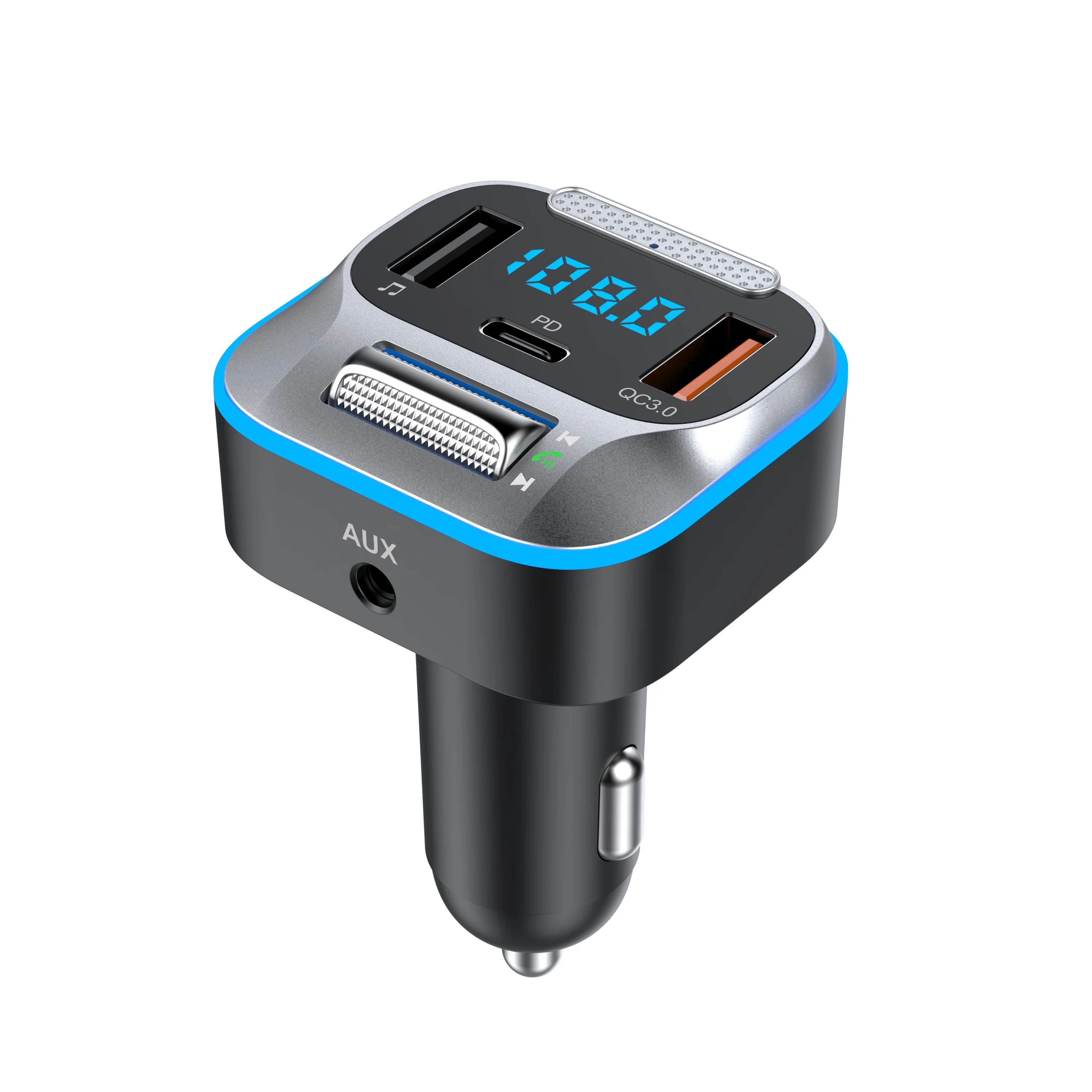 AGETUNR T73 BT V5.0 PD/QC3.0 Fast Charge Car Bluetooth FM Transmitter with AUX audio Port Handsfree call U disk Mp3 music player