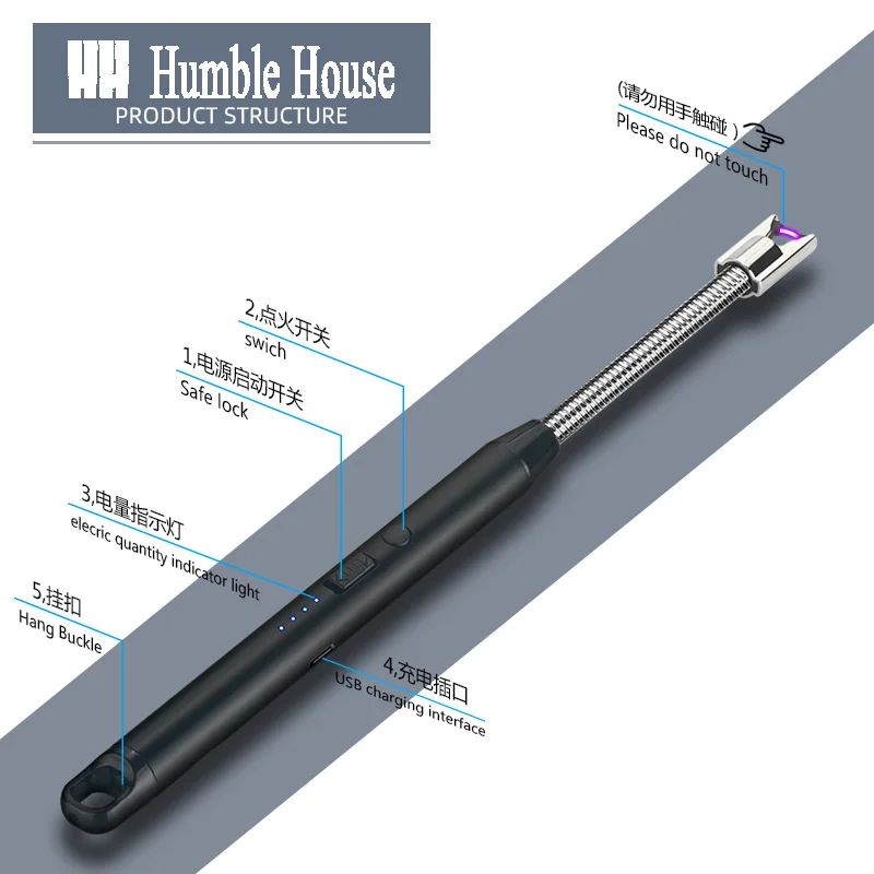 Long stick electric lighter 360 degree Candle&BBQ lighter Arc flameless  lighter windproof 702