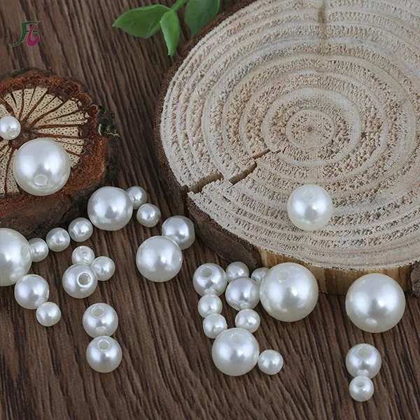Wholesale  Acrylic ABS Pearl Beads Pure White Plastic Decoration Pearls In Bulk