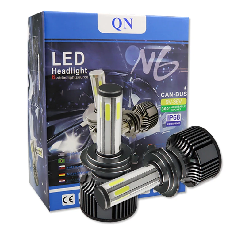 Аксессуары для автомобильных N6 60 Вт 360 led светодиодные фары: 6-стронние кубики h7 светодиодные фары лампы 12V Светодиодный прожектор Высокая Низкая светодиодные фары для автомобиля
