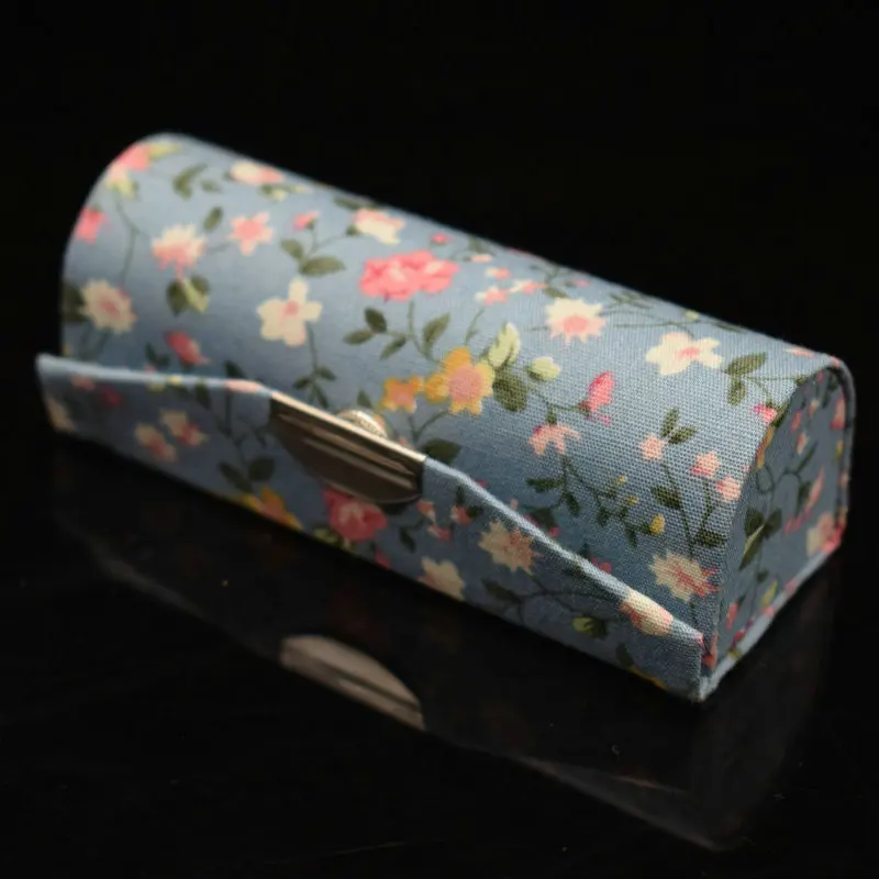 Handmade Custom Durable Rouge Organizer Bag Floral Lipstick Holder With Mirror