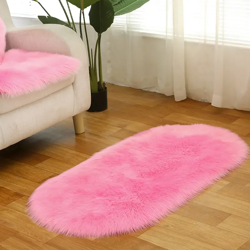 Drop Shipping Shaggy Fur Carpet Bedroom Rug Sheepskin Carpet And Rugs Living Room Decoration With Customized