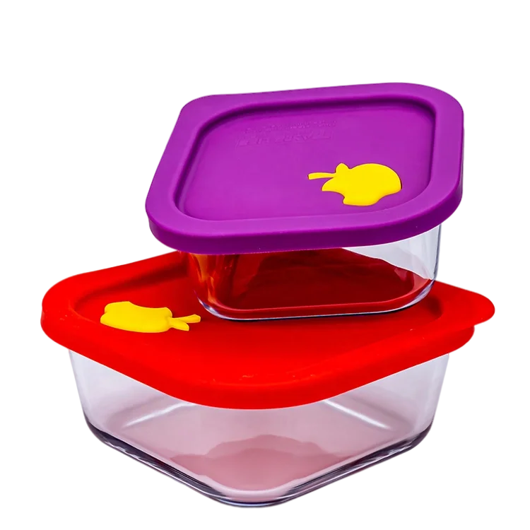 Reusable and easy to clean borosilicate glass lunch box storage box air-tight food container set with lock lid