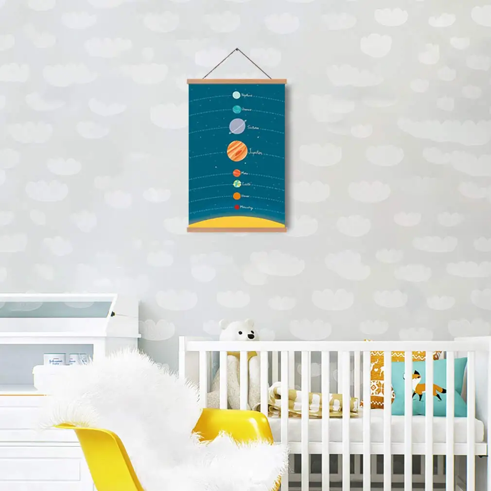 Магнитный постер из натурального дерева настенный без рамки научная солнечная система холст Художественная печать тема космоса планета живопись