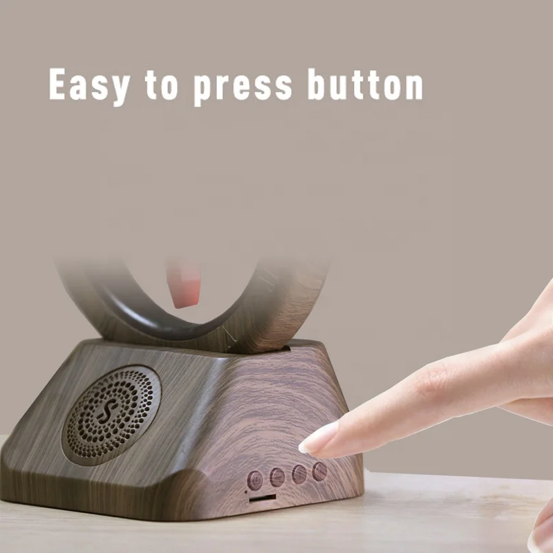 2024 New Floating Clockwise Creative Reverse Clock Vintage Bluetooth Speaker Wooden Desk Clock