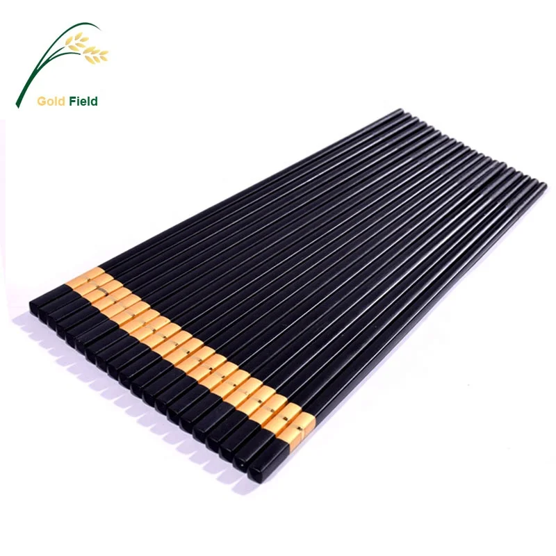 Hot-sale Black with Golden Banner Alloy  Chopsticks Washer Safe commercial use  PPS Fiberglass chopsticks 26CM