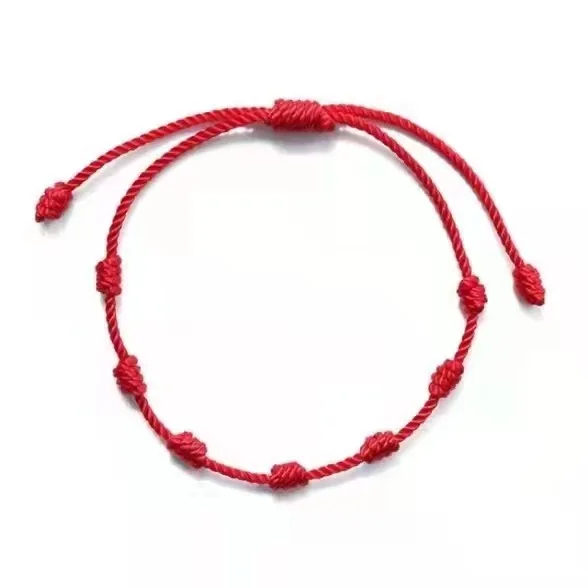 7 Knots Red Protection Friendship Bracelet Adjustable Knot Bracelet String Chinese Good Luck Bracelets Jewelry For Women Men