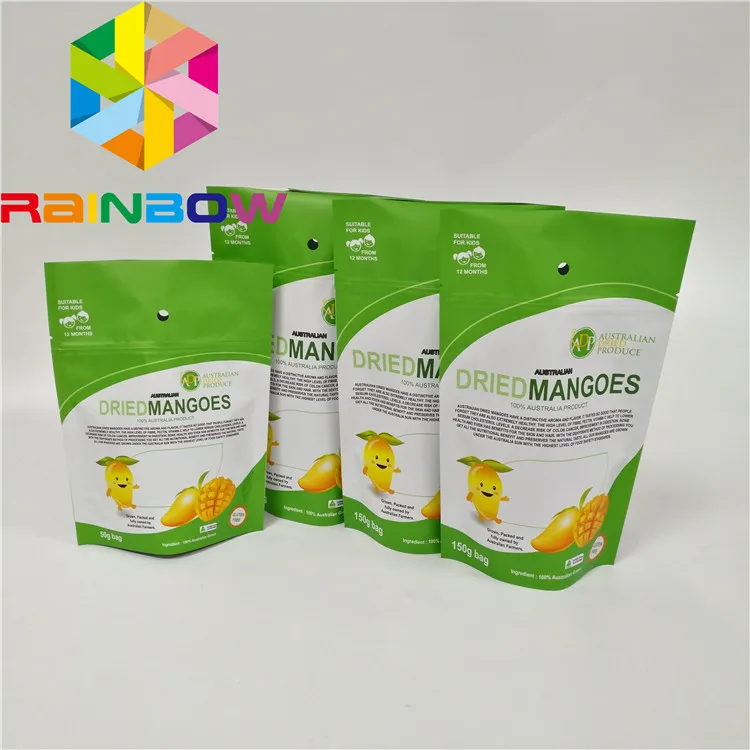 Wholesale Digital Print Dried Fruits Vegetables Resealable Stand up Pouch with Round Hole Aluminum Foil Mylar Zipper Bag