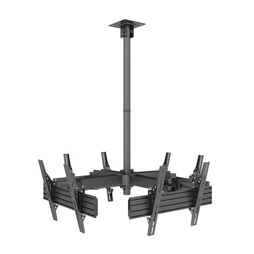 Swivel 90 Quad Display Side by Side Ceiling Mount Telescopic Extension VESA 600X400 mm Max load 30KG