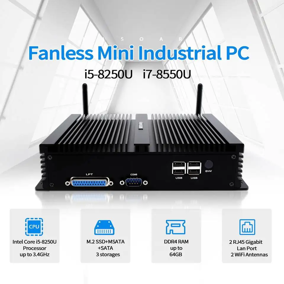 Cheap Hot Sale Industrial Fanless Computador Core I7 Win 10 Desktop Triple Display Mini PCs