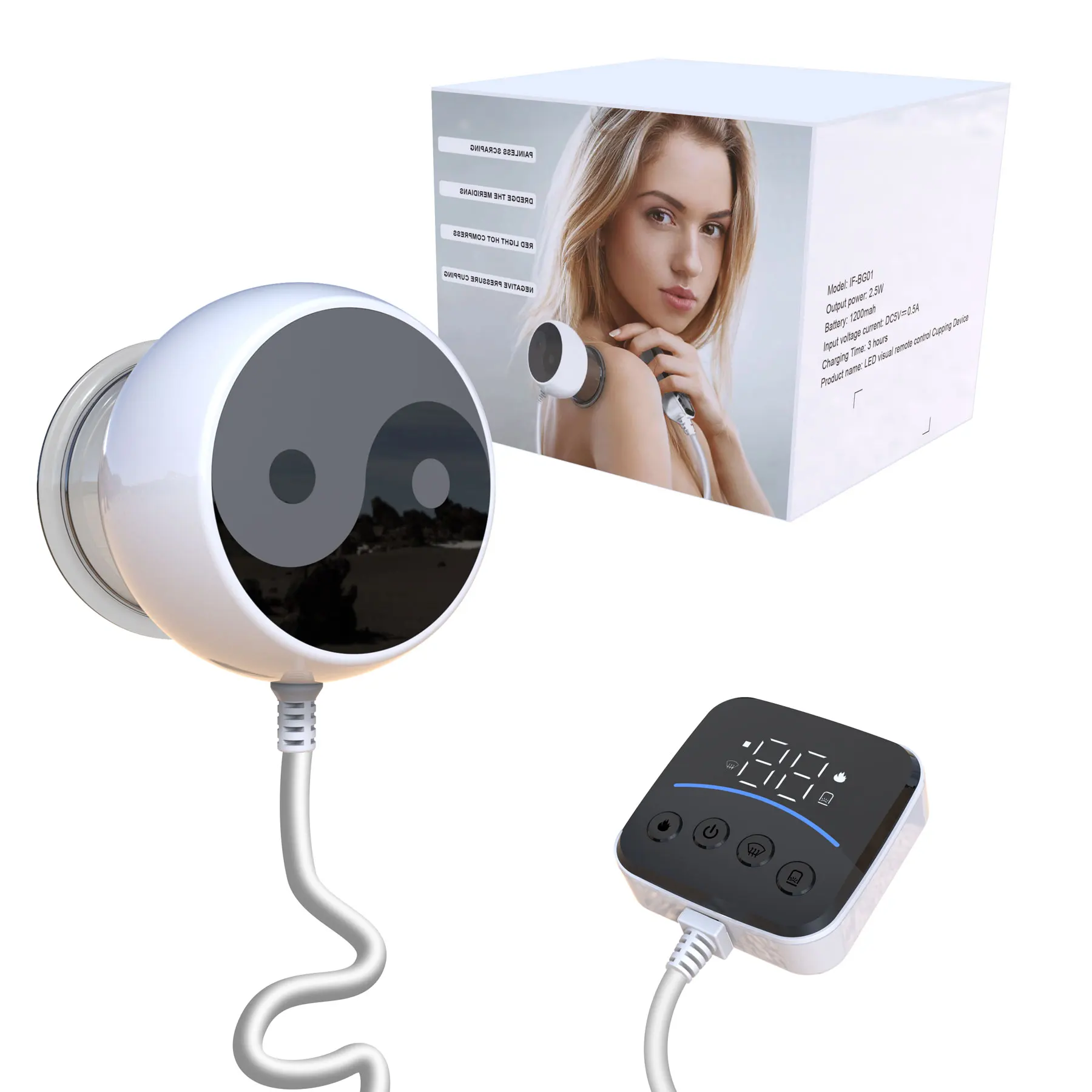 Electric breathing scraping instrument great suction Vacuum Remote controller Cupping Massager with heating and pressure reduce