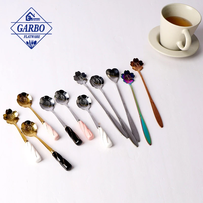 Flower 16 Pieces Stainless Steel 430(18/0) Coffee Dessert Spoon Sugar  Ice Cream Spoon Stirring Spoon for Tea time patty