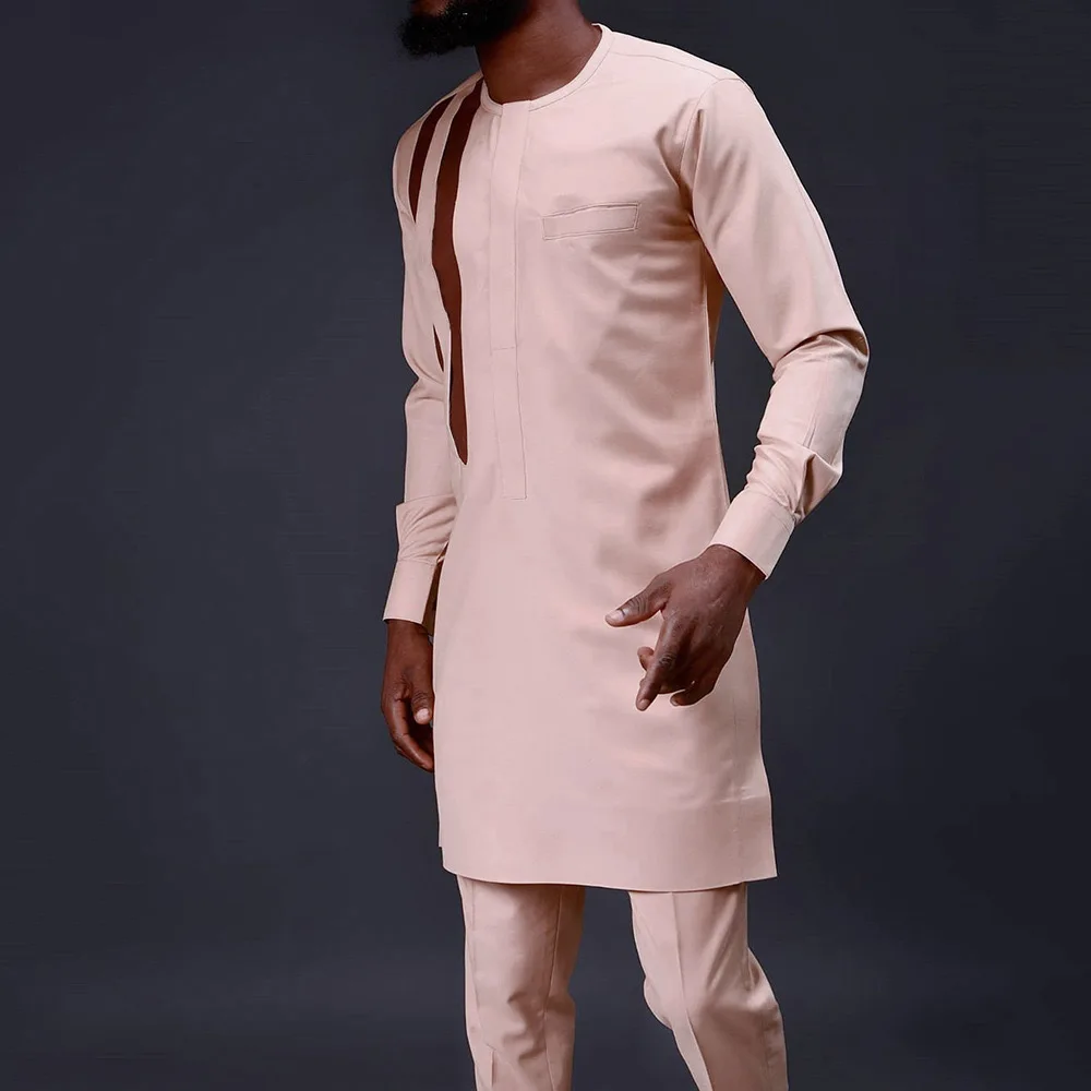 Africa Clothing Wholesale Custom Embroidered Graphic Dashiki Kaftan Two Piece Outfits For Men