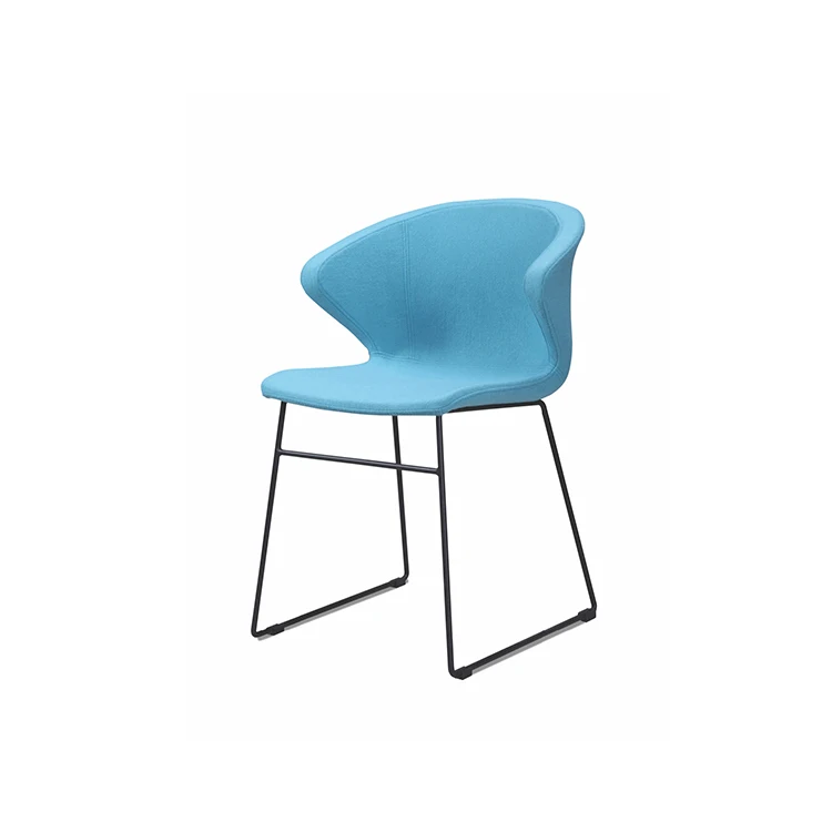 Factory Directly Sale High Quality Popular style fabric arm dining chair with metal leg