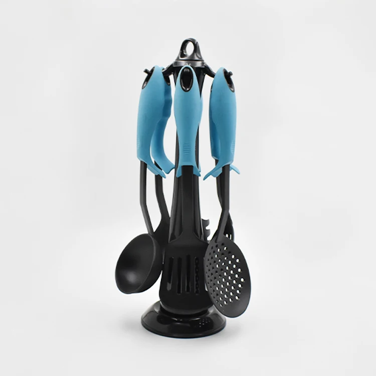 6 pieces kitchenware cooking tools high quality PA66 nylon kitchen utensil set with plastic holder