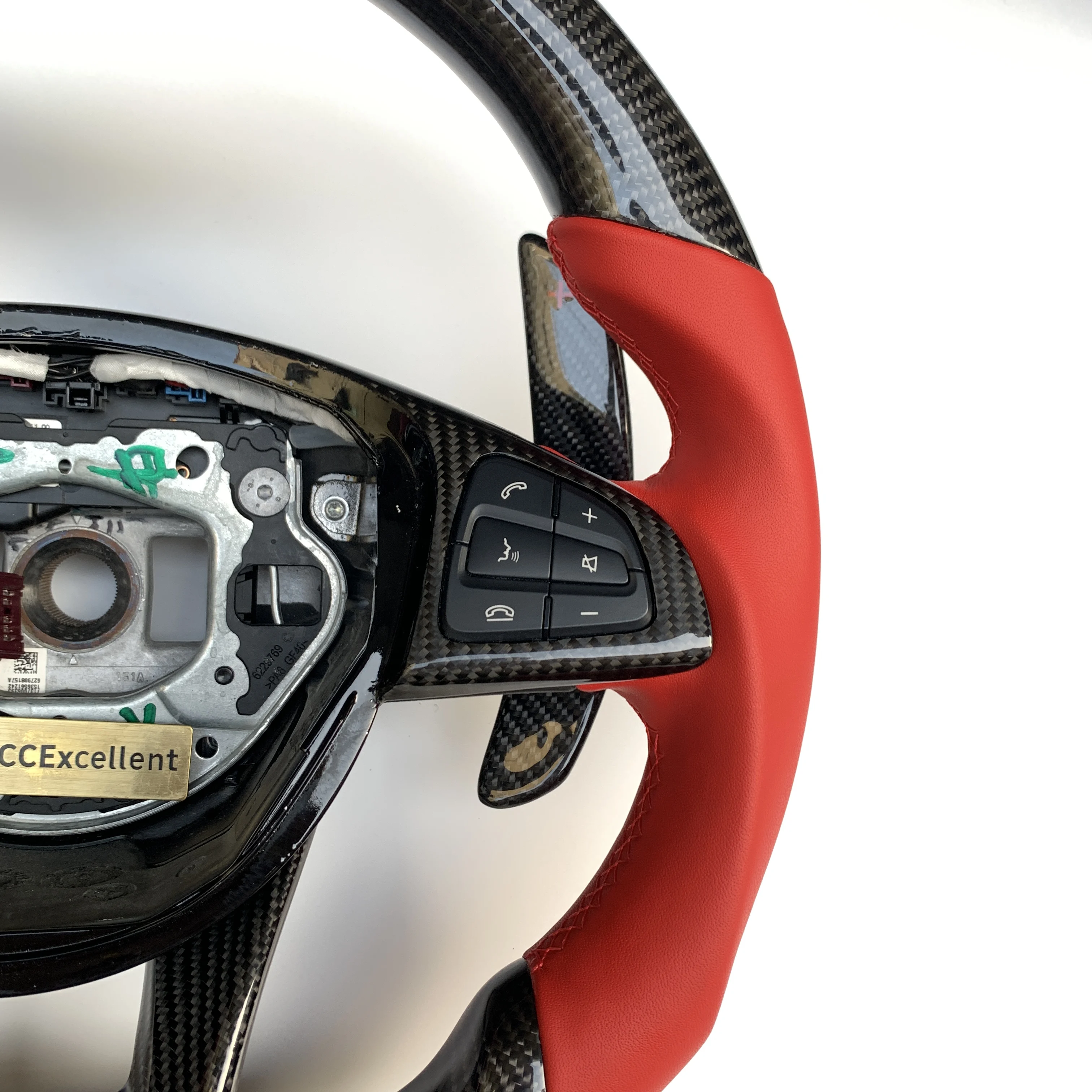 CCexcellent Hot selling factory price Benz real carbon fiber steering wheel for Benz W205 AMG with red smooth perforated
