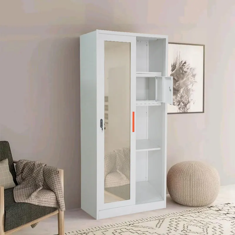 Metal wholesale printed closet iron detachable storage clothes cabinet bedroom 2 door metal almirah modern design wardrobe