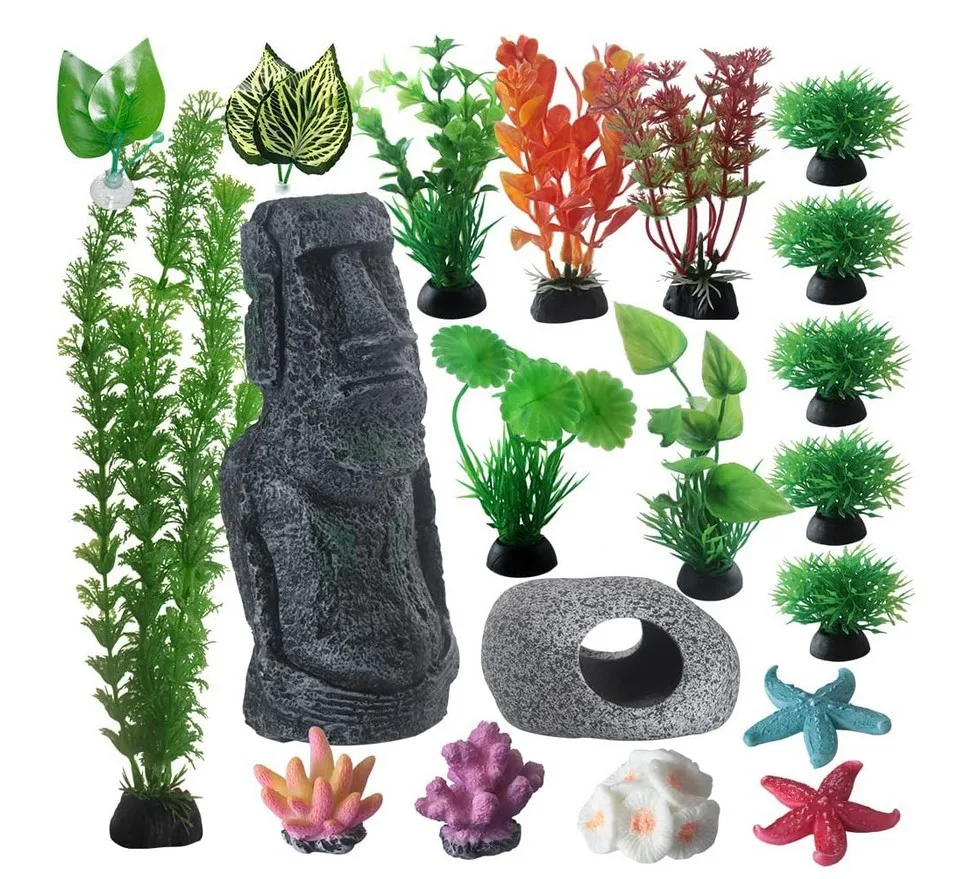 6 10 Pcs kit Soft Texture Artificial Algae Water Plastic Plants for Fish Tank Decorations Large resin Aquarium Decor Accessories