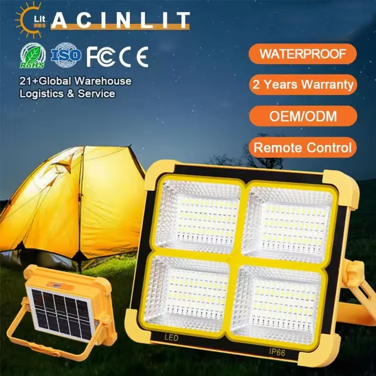 Led Flood Light 50w 100w 15w 200w 300w 400w Solar Panel Smart Outdoor Lights Lens LED Solar Flood Light Portable
