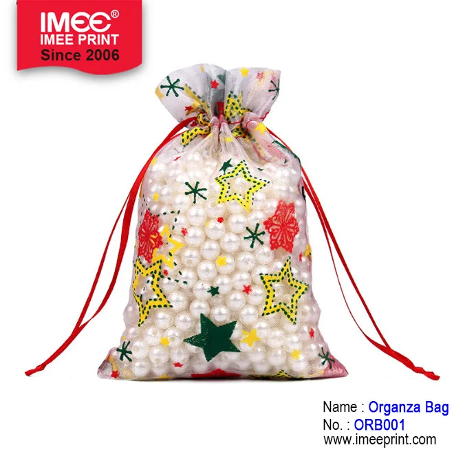 IMEE Customized Logo Organza Storage Gift Pouch Drawstring Bag Personalized Christmas Organza Mesh Drawstring Bags