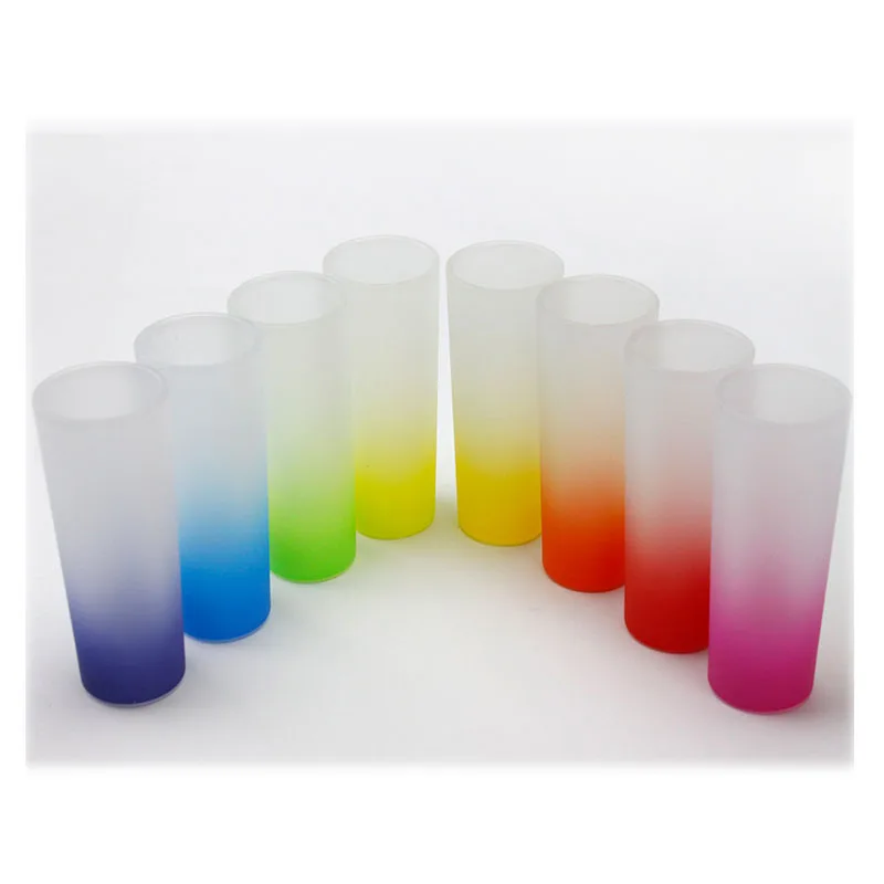 sublimation blanks customize 3oz gradient color bottom frosted transparent shot glasses