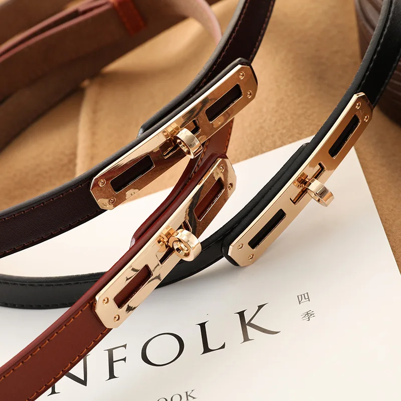  Wholesale New Trendy Korean Fashion Belt Woman Genuine Leather Thin Bbelt Ladies Decoration Matching Waist Slim