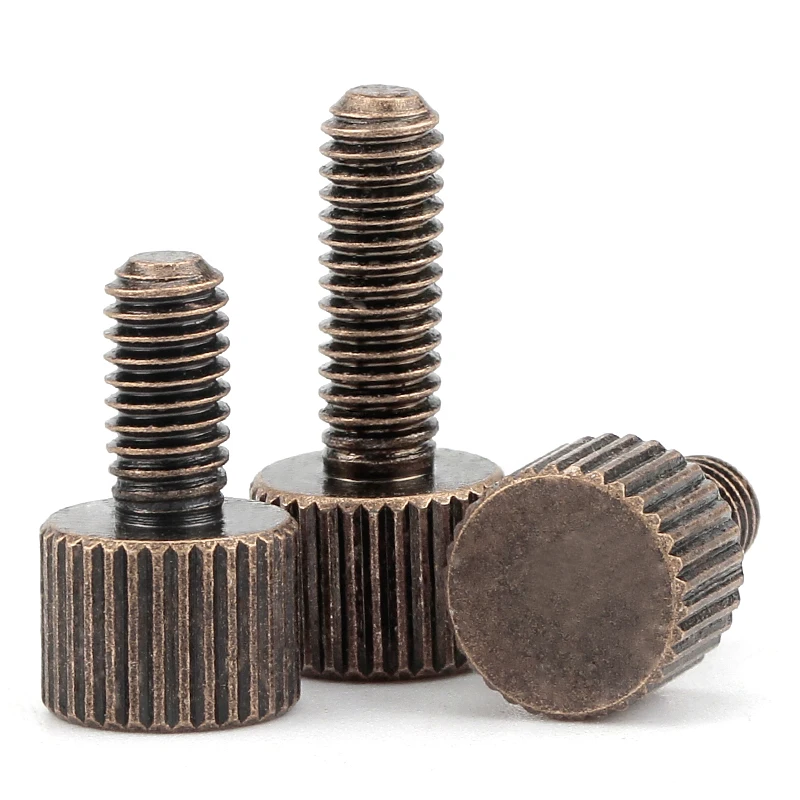 Bronze Single Head Knurled Hand Screws Cylindrical Head Hand Screw Manually Tightened Bolts Small Flat Head Adjusting Bolt