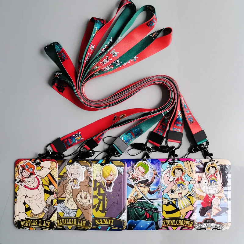 Creative animation cartoon long lanyard bus card set student campus Transit pass pirate king