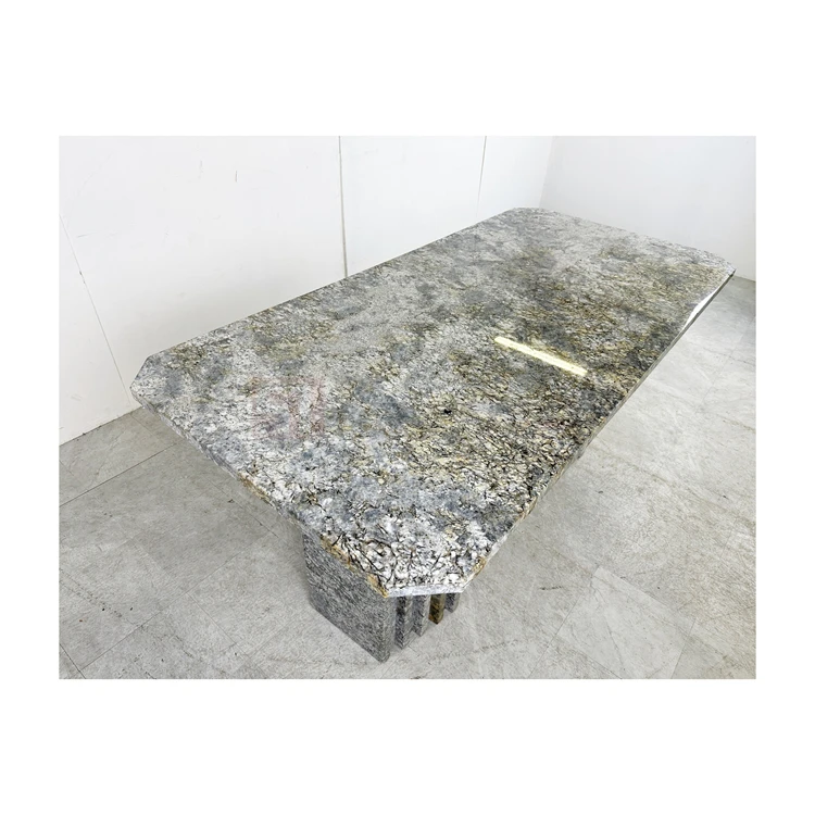 Newstar Natural Stone Luxury Square Coffee Table with Gold and Grey Marble for Home Hoteland Office