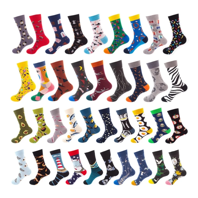 Manufacturer Custom Own Logo Colorful Socks OEM Men Anti Slip Happy Cotton Socks