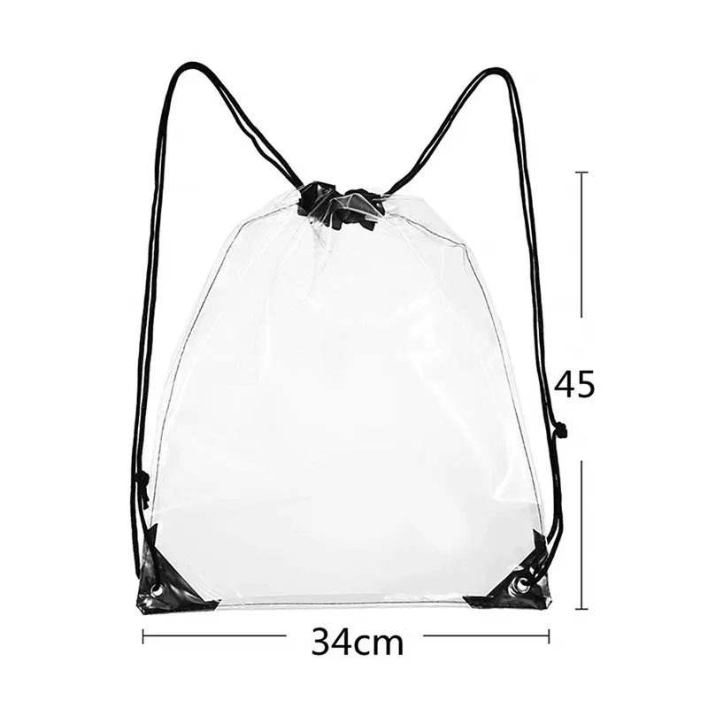 Wholesale Sports Storage Dirty Clothes Clear Drawstring Bags Travel Storage Waterproof Gym Beach Bag Pvc Drawstring Bag