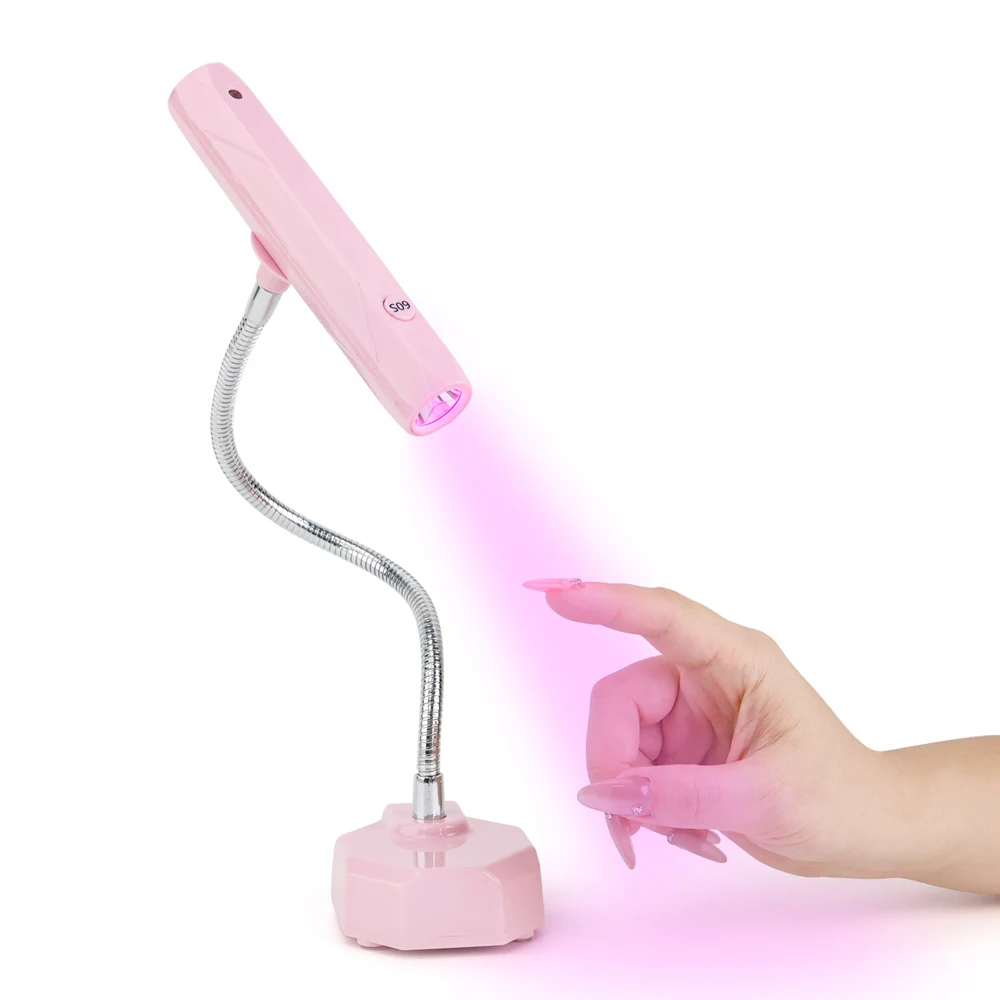 NEW Pink 2 in 1 Flash Curing Rechargeable Mini UV Led Touch Nail Lamp Gel Extension Light