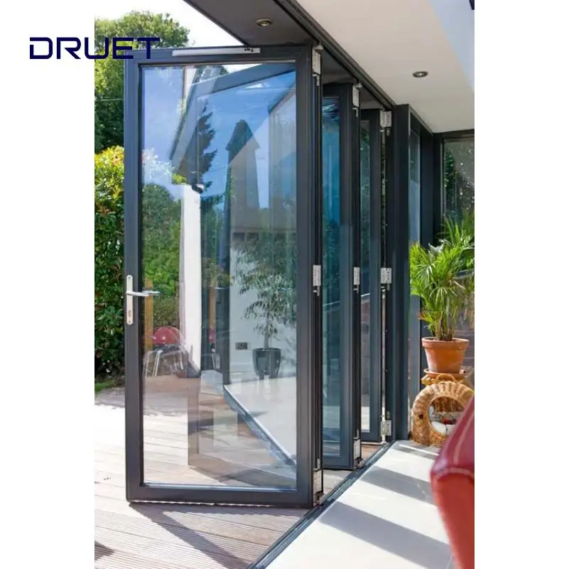 Bulk Order Good Price Exterior Bi Folding Door External Patio Aluminum Folding Glass Door