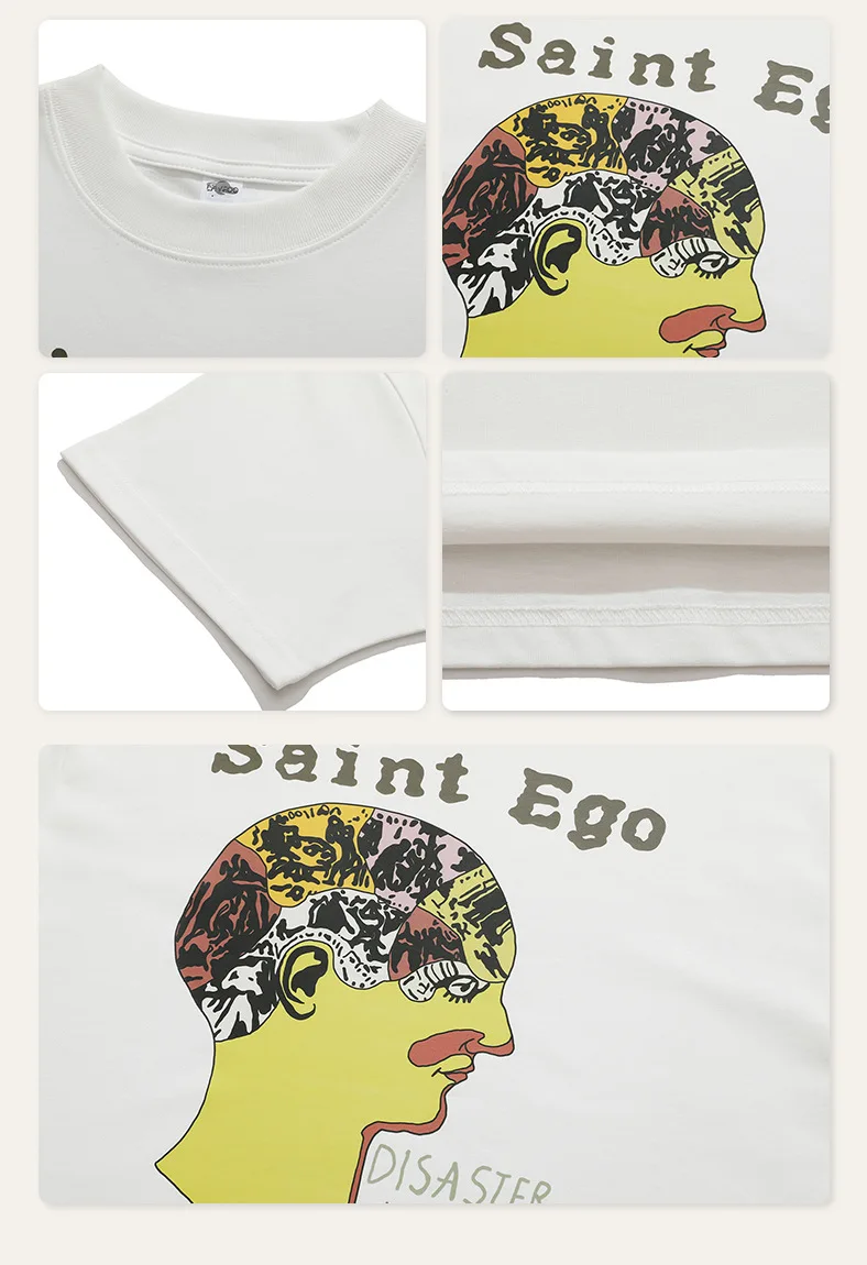 oem print high street designer oversized heavyweight thick white t shirt saint ego thinking men brain men design t shirt