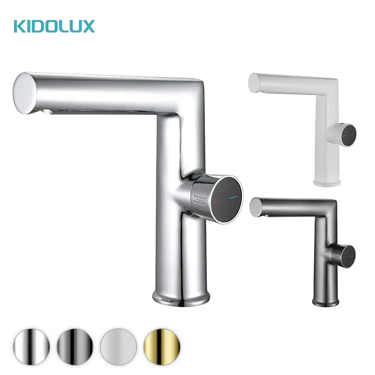 Kidolux Basin Chrome Faucet Mixer For Hotel Apartment Bathroom And Shower Taps Round Waterfall Basin Faucet