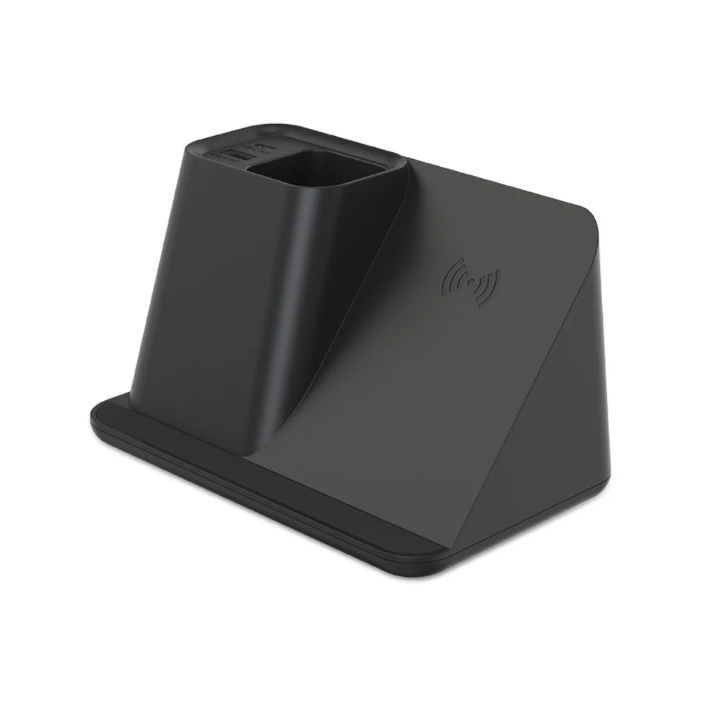 2022 New Office Desktop 4 In 1 Phone Charger Customized Led Logo Pen Holder with Wireless Fast Charger 10W 5W