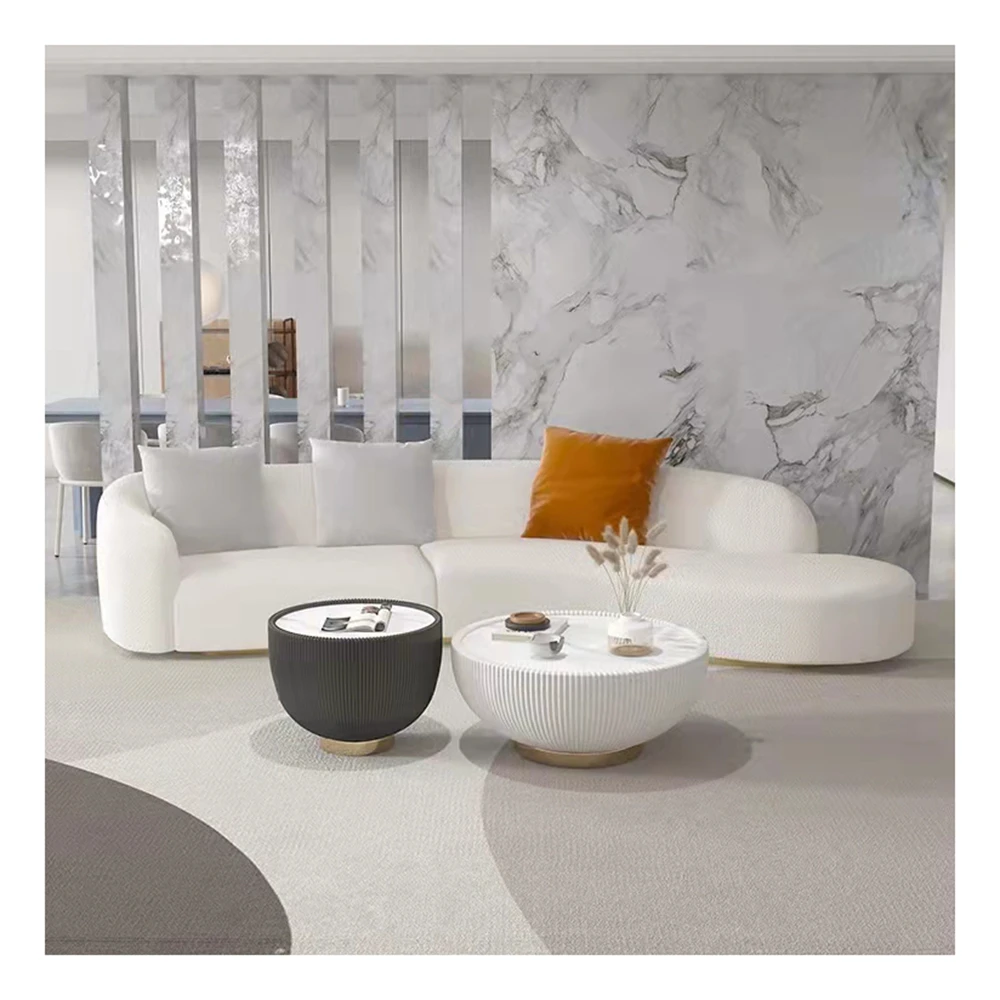 Новый дизайн, высококачественный комфортный круглый диван, роскошная мебель для живой комнаты, современный диван, тканевый бархатный кожаный секционный диван