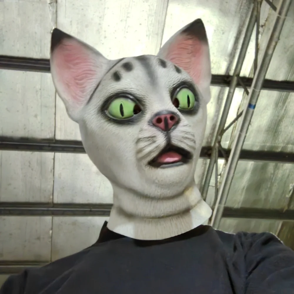1pc Funny Halloween Animal Latex Masks Cat Full Face Mask Adult Head Cosplay Costume Halloween Props Masquerade Party Mask