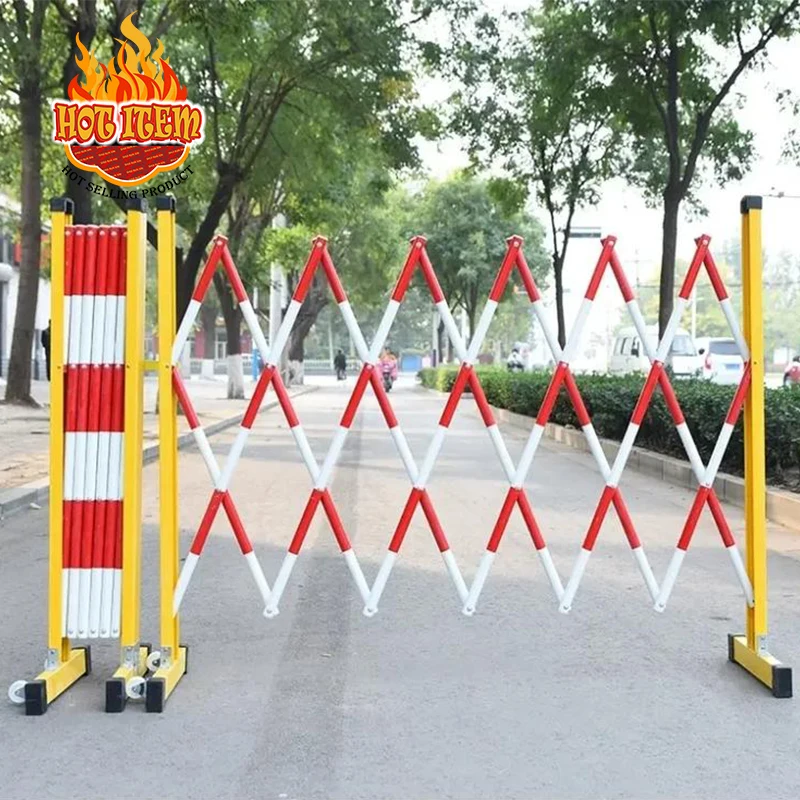 Temporary Steel Traffic Barrier Retractable Telescopic Isolation Fence for outdoor Working Environment