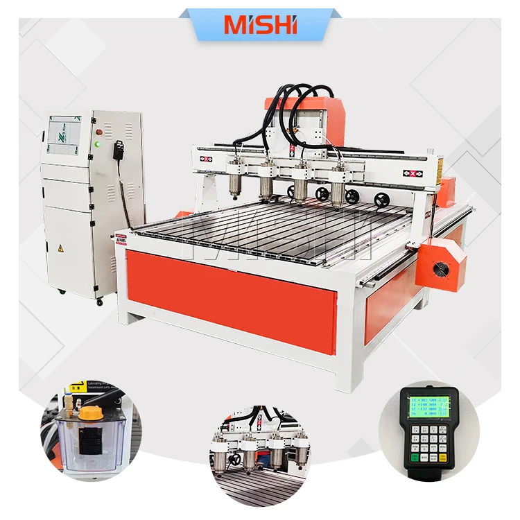 MISHI 4 Heads 4 Axis CNC Router Machine Wood Carving mdf door making multi head cnc router