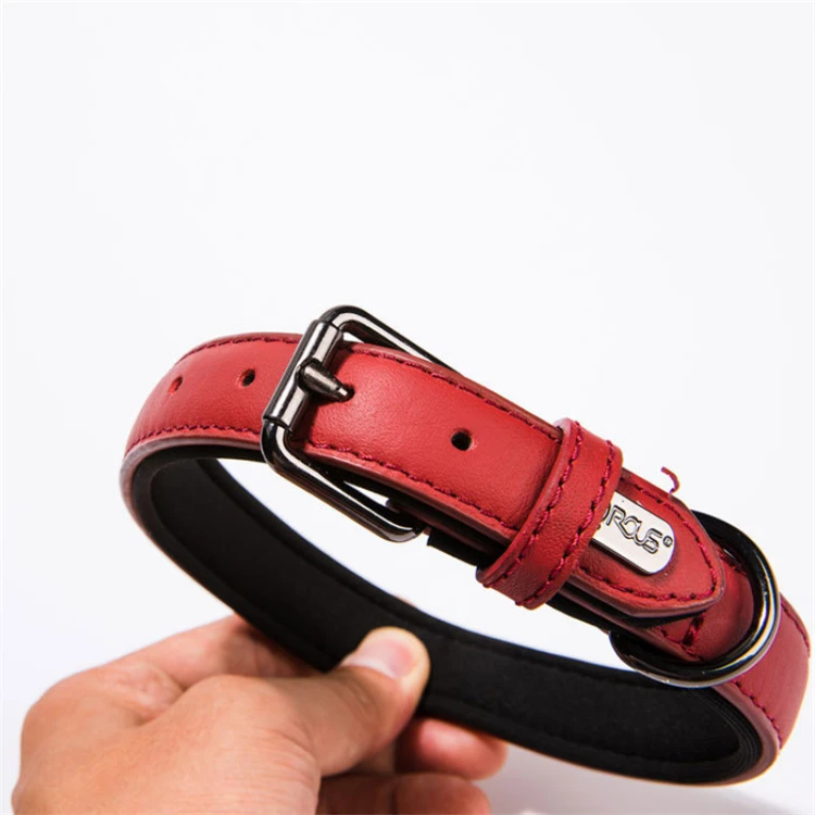 Rolled Leather Dog Collar Soft Durable Real Cow Leather Dogs Picture Solid High Quality, OEM Custom Pet Collar Leather Laser