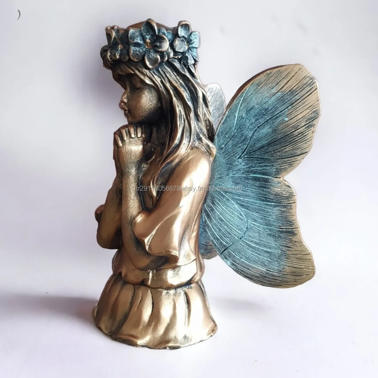 Modern Luxury Home Accent Winged Angel Girl Statue Cherub Figurine for Hotel & Restaurant for Shelf Decor & Table Top